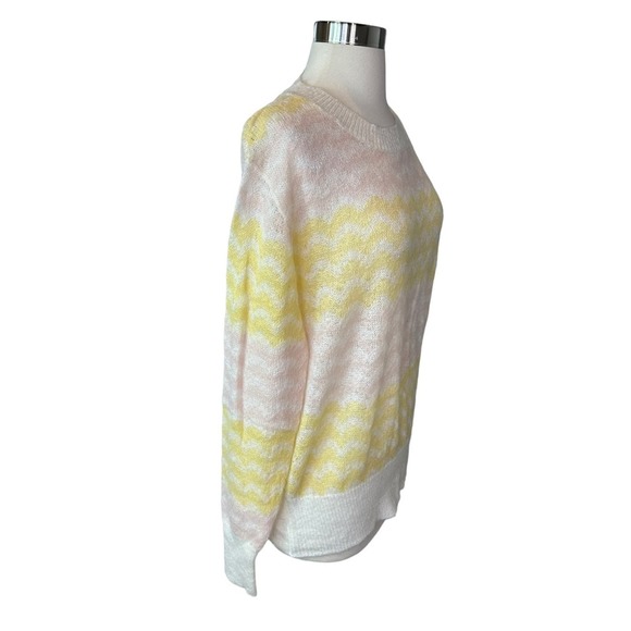 Frnch Sweater Womens Striped Long Sleeve Stretch Scoop Neck Yellow Large NWOT - Picture 3 of 9